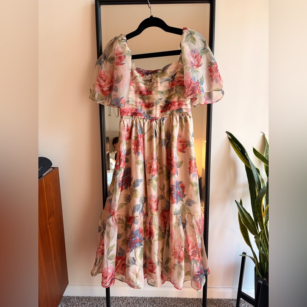 NWT — Abercrombie & Fitch — Emerson Angel Sleeve Midi Dress — Size Small
